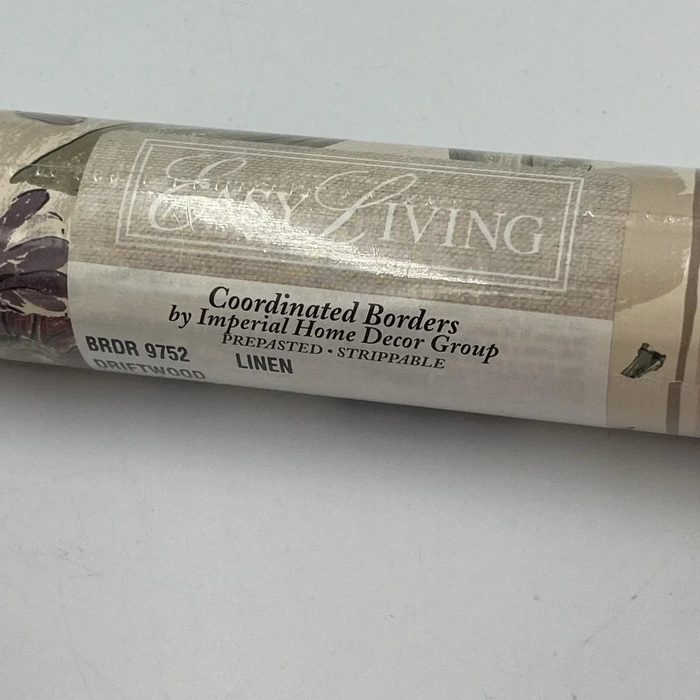 Wallpaper Border Driftwood Linen Sears 5 Yards Each New Floral Cottage Core